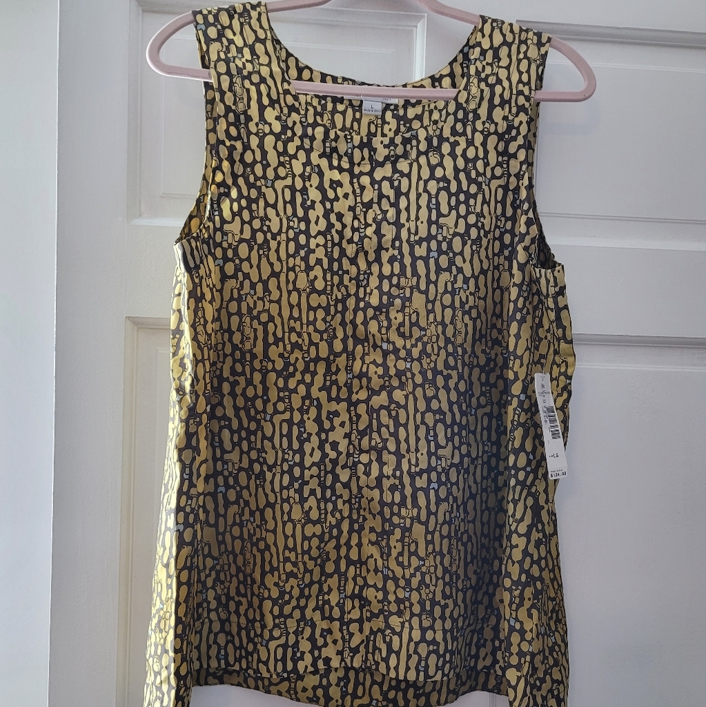 Pendleton 100% Silk Urban Safari Washable Sleeveless Blouse Large